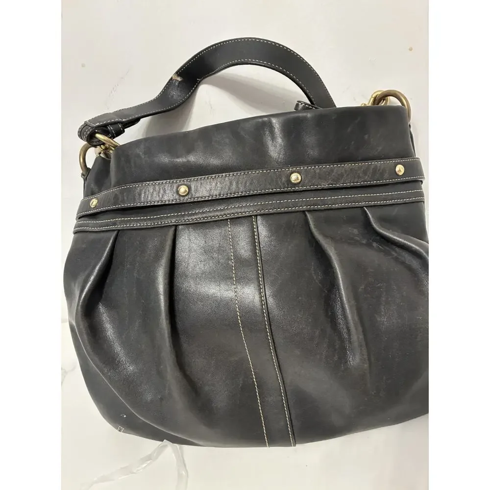 Coach Hamptons Bag Purse Horse Bit Hobo Black Gold Hardware Vtg Equestrian